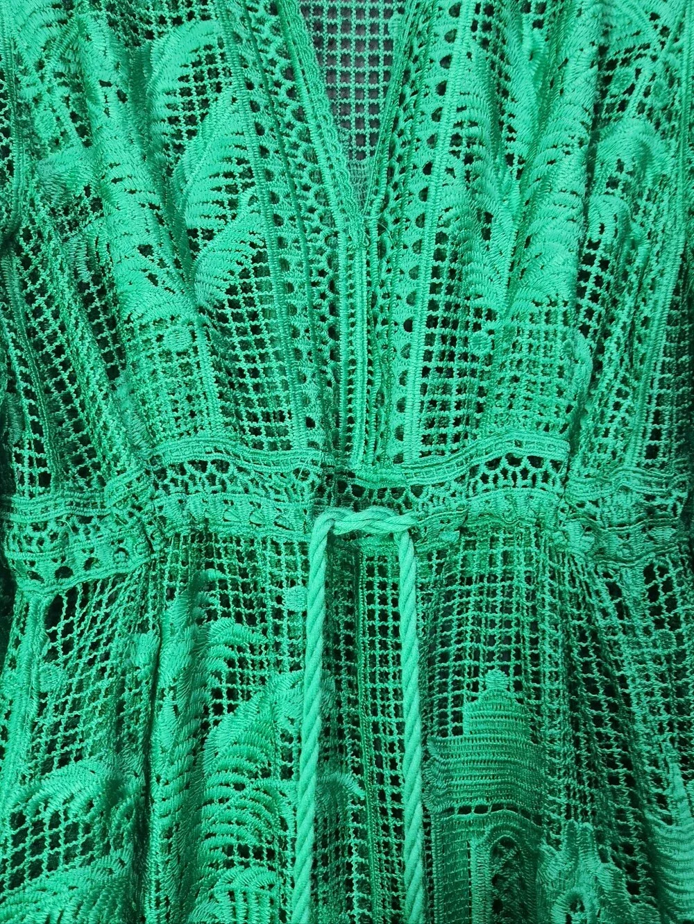 House of Harlow 1960 Morada Boa Green Guipure Lace Maxi Coverup Dress Size XS